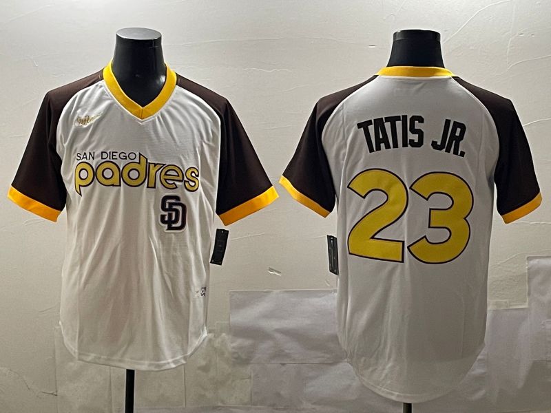Men San Diego Padres #23 Tatis jr White Throwback Game 2025 Nike MLB Jersey style 3